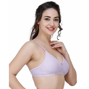 Deevaz Women's Poly Cotton Padded Wire Free Regular Bra In Baby Purple Color.