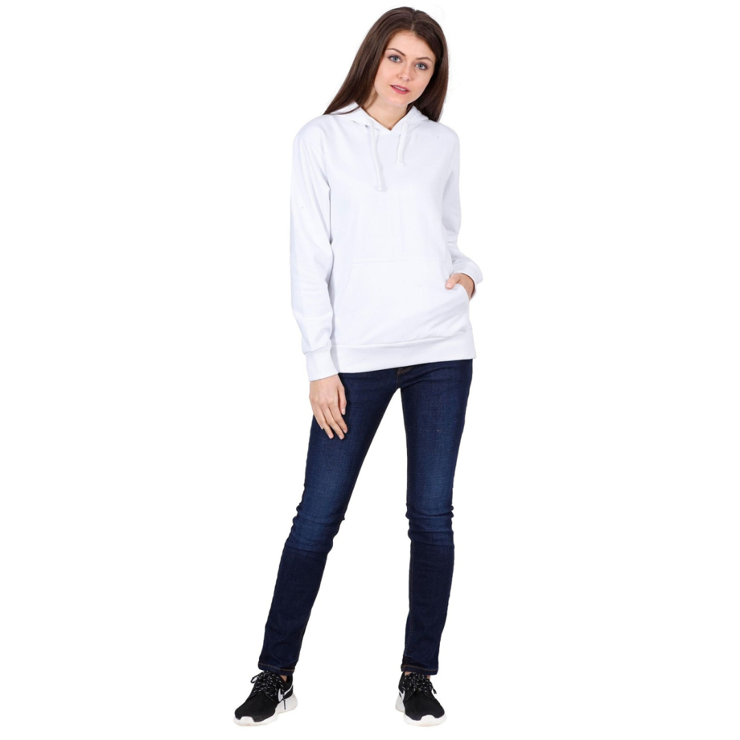 Deevaz Hoodie Full Sleeves Cool & Stylish Sweatshirt Winter Wear for Women In White Color.