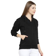 Load image into Gallery viewer, Deevaz Women&#39;s Over Size Full Zip-Up Hoodie Jacket Cotton Sweatshirt In Black Color