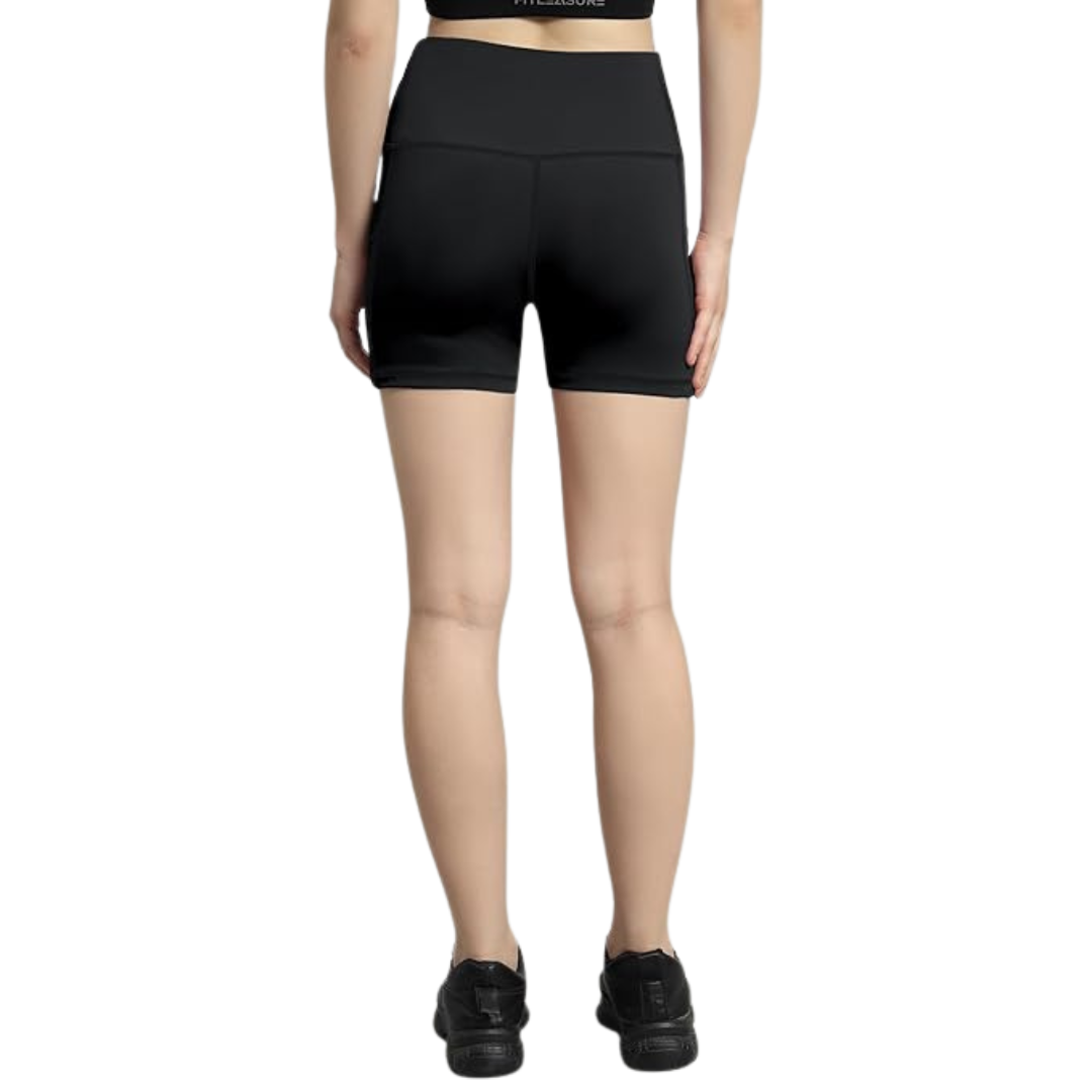 Deevaz High Waist Workout Shorts for Women, Midnight Sky, Bike Shorts with Elastic Waistband and Pockets.