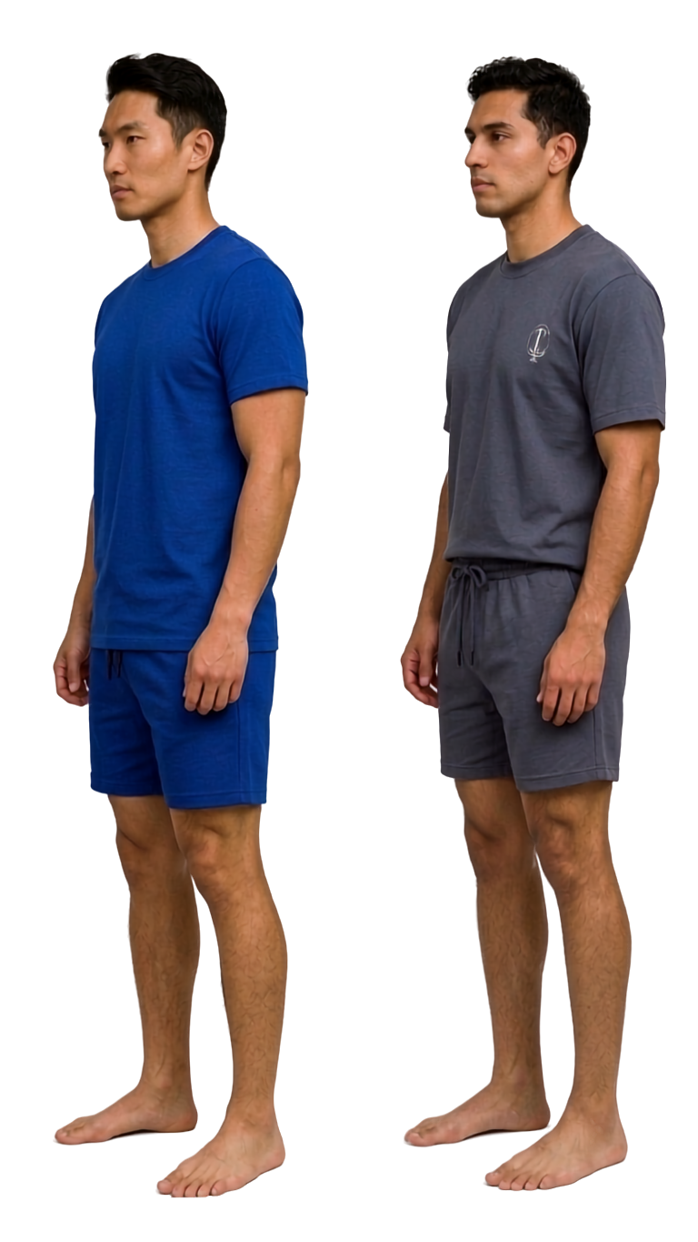 Deevaz Men's Premium Cotton Matching Loungewear Set – Solid & Graphic Tees with Casual Shorts (Pack of 2)