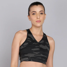 Load image into Gallery viewer, Deevaz Full Coverage Non Padded Sports Bra In (Printed Black )