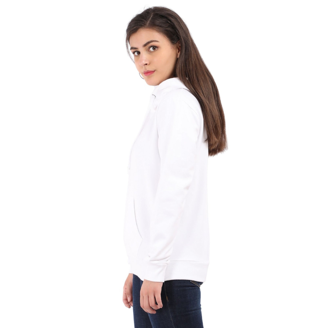 Deevaz Hoodie Full Sleeves Cool & Stylish Sweatshirt Winter Wear for Women In White Color.