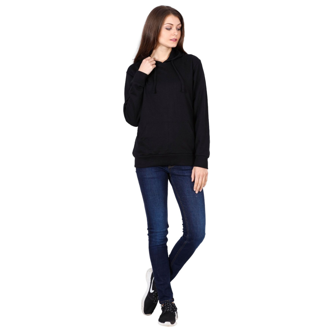Deevaz Hoodie Full Sleeves Cool & Stylish Sweatshirt Winter Wear For Women In Black Color.