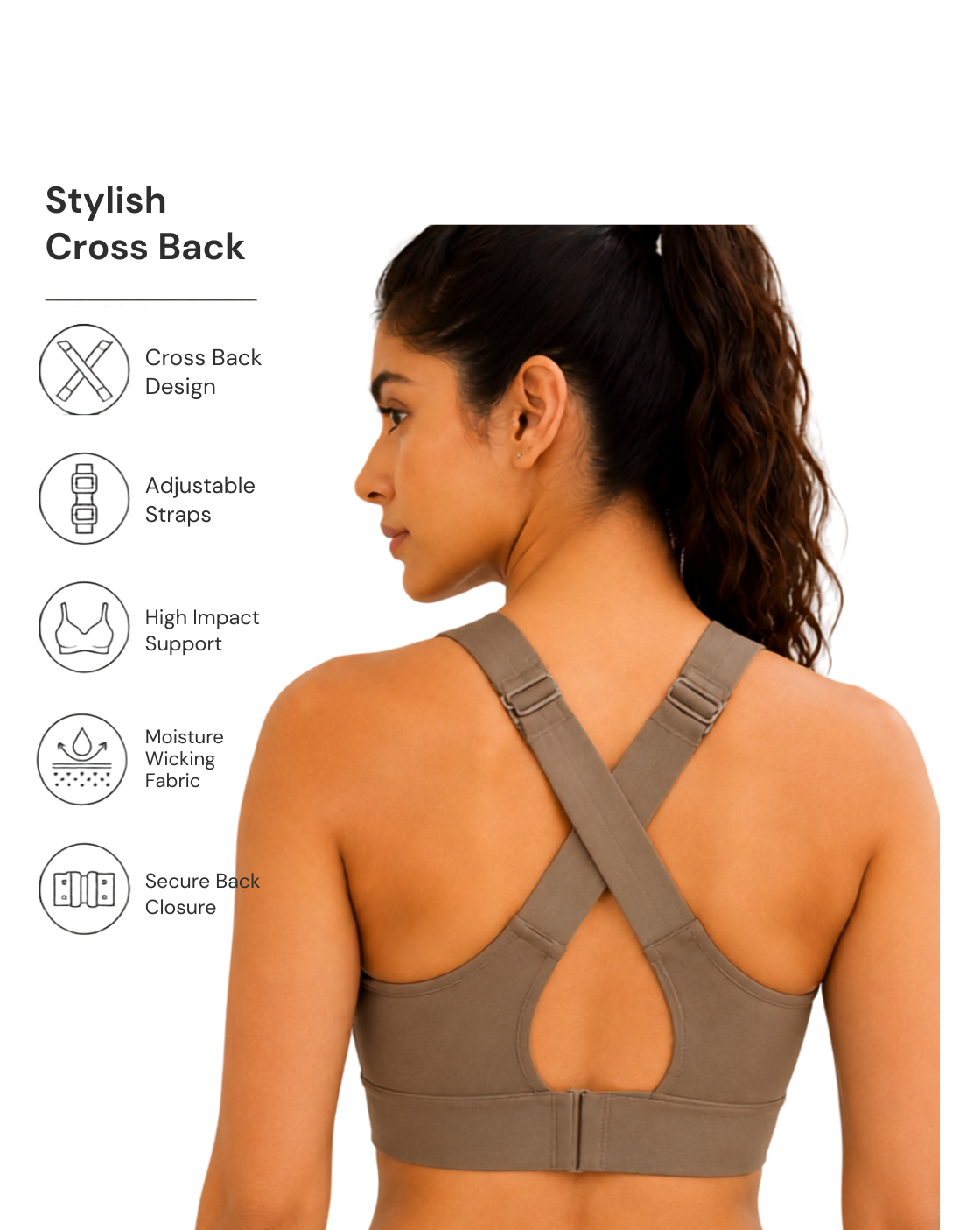 Deevaz Women's Front Zip High Impact Sports Bra