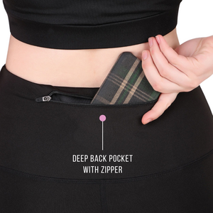 Deevaz Comfort & Snug Fit Active Ankle-Length Tights In Black Color (Back Pocket)