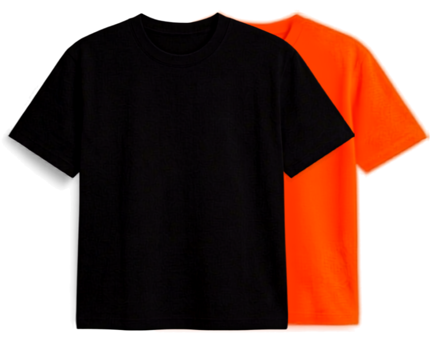 Deevaz Men's Performance Dry-Fit Active T-Shirt Set – Pack of 2 (Black & Orange)