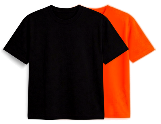 Deevaz Men's Performance Dry-Fit Active T-Shirt Set – Pack of 2 (Black & Orange)