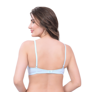 Deevaz Women's Poly Cotton Padded Wire Free Regular Bra In Blue Color.