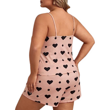 Load image into Gallery viewer, Deevaz Free Size Non-Padded Camisole &amp; Panty Shorts Lingerie Set  Heart Shape Print In Baby Pink Colour.