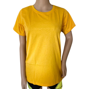 Deevaz Women Comfort Fit Round Neck Half Sleeve Cotton T Shirts In Yellow.