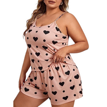 Load image into Gallery viewer, Deevaz Free Size Non-Padded Camisole &amp; Panty Shorts Lingerie Set  Heart Shape Print In Baby Pink Colour.