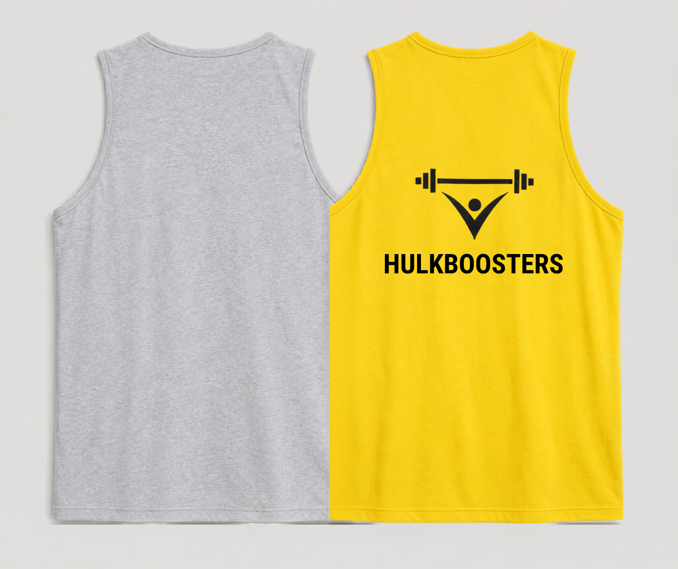 Deevaz Men's Sleeveless Gym Tank Top Pack of 2 – Grey & Yellow DIPS & Hulkboosters Printed Workout Vest