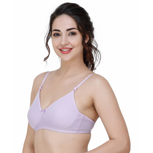 Deevaz Women's Poly Cotton Padded Wire Free Regular Bra In Baby Purple Color.