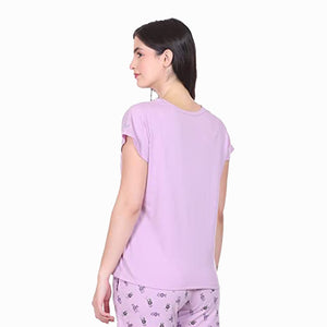 Deevaz Women Comfort Fit Round Neck Half Sleeve Cotton T Shirts In Mauve Colour.