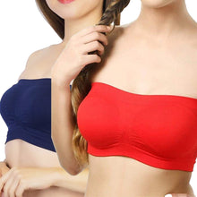 Load image into Gallery viewer, Deevaz Combo Of 2 Spandex Non Padded Tube Bra In Red &amp; Navy Colour