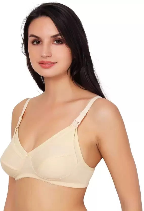 Deevaz Women Maternity/Nursing Non Padded Bra (Skin, White, Black)