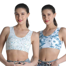 Load image into Gallery viewer, Deevaz Combo Of 2 Seamless Non-Wired Sports Bra With Removable Cups In Printed White Colour.