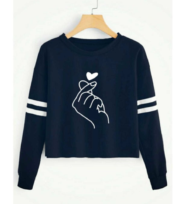 Deevaz Women's Regular Full T-shirt With Patti Navy