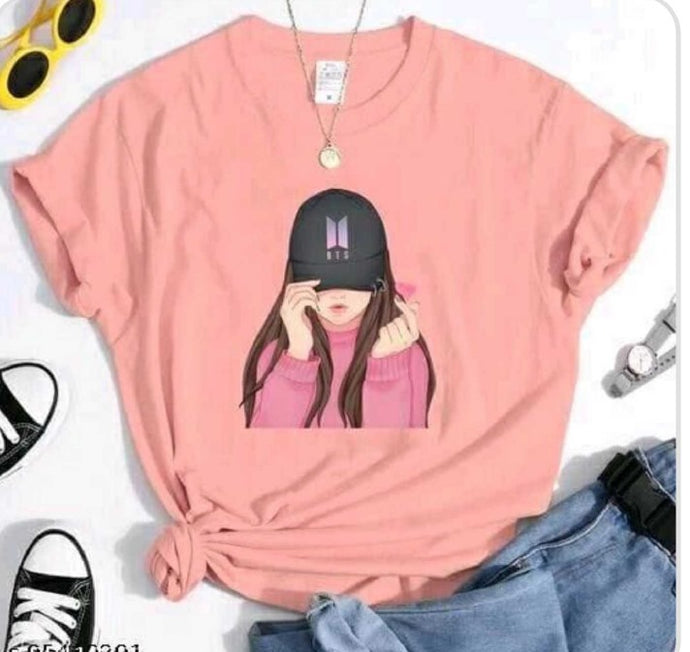 Deevaz Women's BTS Girl Print T- shirt Maroon