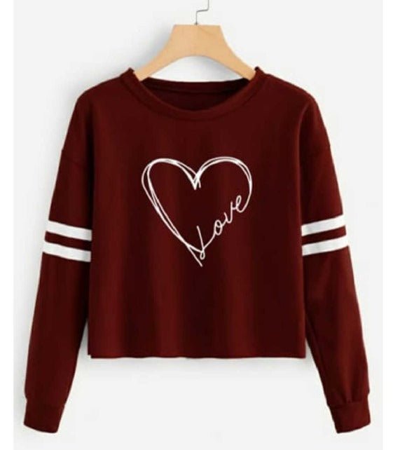 Deevaz women's Full T-shirts With Patti Maroon Heart