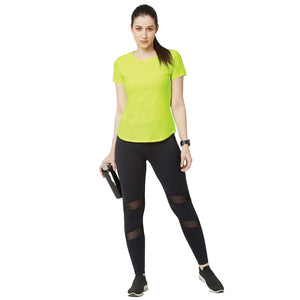 Deevaz Women Comfort Fit Round Neck Half Sleeve Neon T Shirts In Neon Green Color