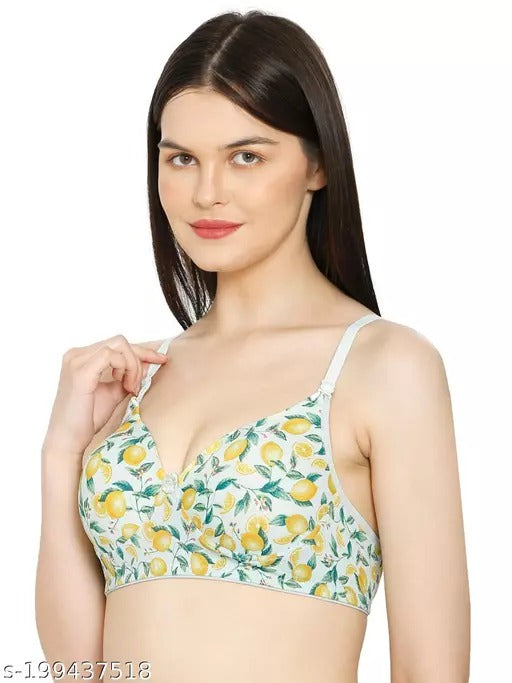 Deevaz non-wired Padded non wired full coverage bra in Yellow- Lace –