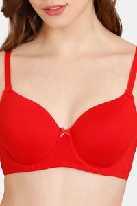 Deevaz Padded Women's Cotton Rich 3/4th Coverage Backless Bra in Red Colour.