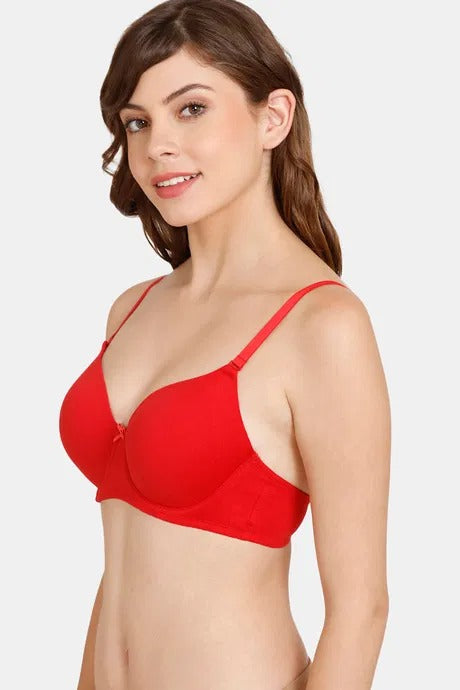 Deevaz Padded Women's Cotton Rich 3/4th Coverage Backless Bra in Red Colour.