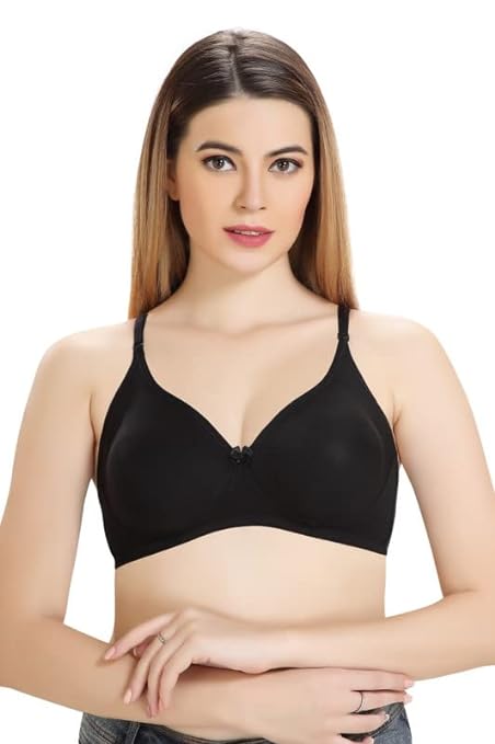Deevaz Padded Women's Cotton Rich 3/4th Coverage Backless Bra in Black Colour.