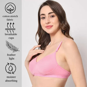 Deevaz Padded Women's Cotton Rich 3/4th Coverage Backless Bra in Powder Pink Colour.