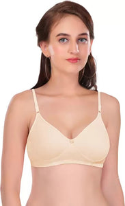 Deevaz Women's Poly Cotton Padded Wire Free Regular Bra In  Skin Color.