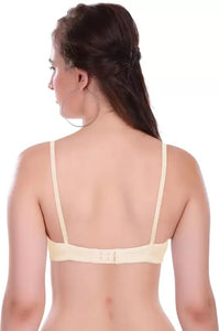 Deevaz Women's Poly Cotton Padded Wire Free Regular Bra In  Skin Color.