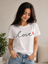 Load image into Gallery viewer, Deevaz Love Heart Graphic White T-Shirt for Women.