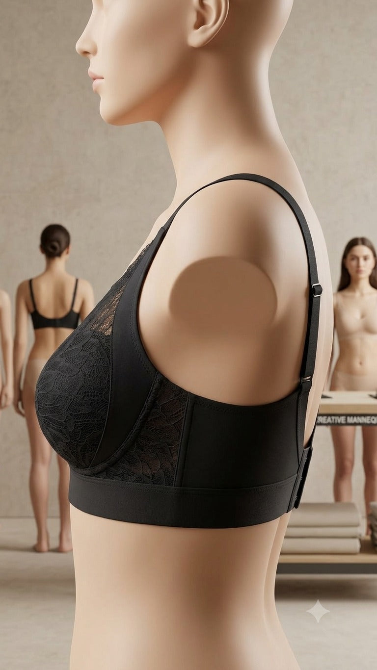 Deevaz Serene Comfort Wire-Free Full Coverage Lace Bra (Black)