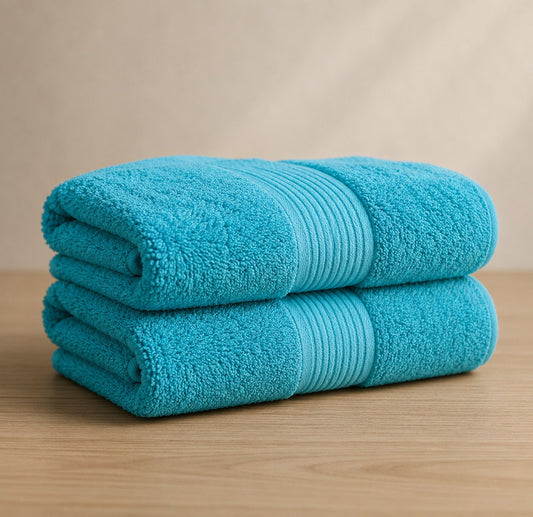 Deevaz Bamboo Thread Hand Towel - 450 GSM (Set of 2, Light Blue Color)