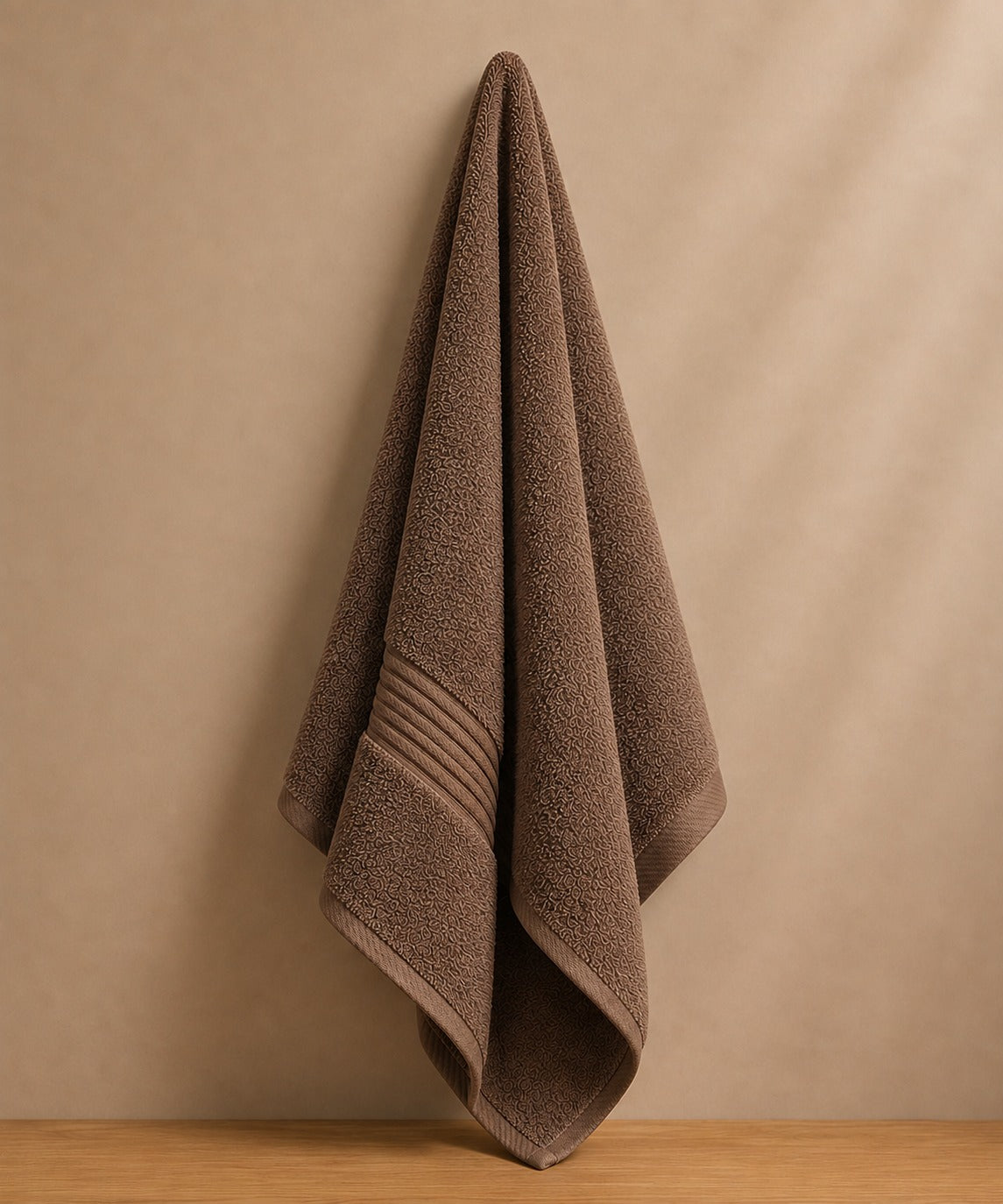 Deevaz Bamboo Thread Hand Towel - 450 GSM (Set of 2, Brown)