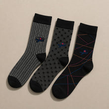 Load image into Gallery viewer, Deevaz Bamboo Thread Men's Formal Printed Mid Length Socks Pack of 3.