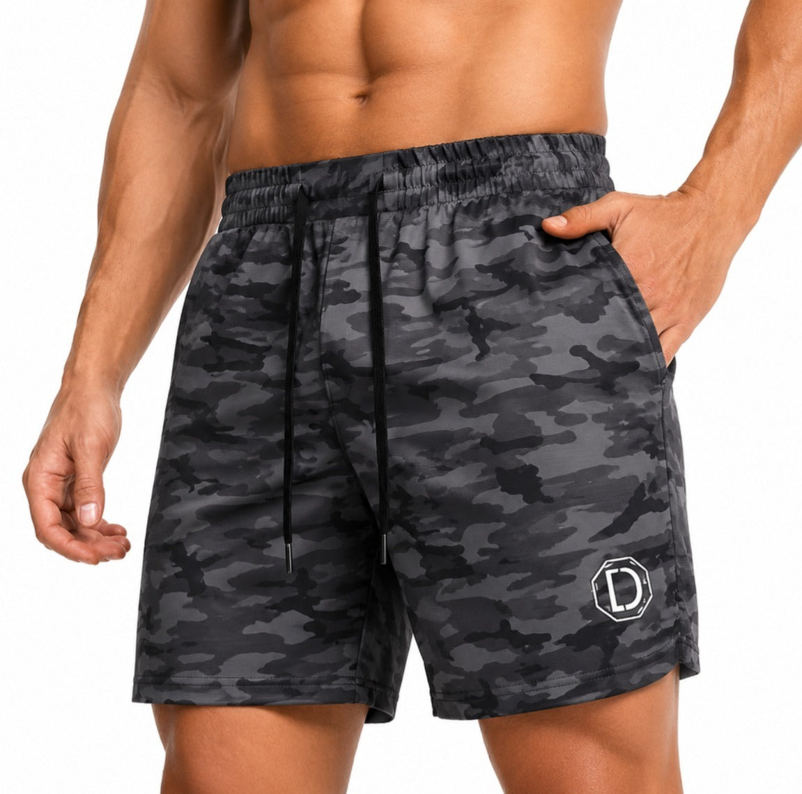 Men's Premium Activewear Shorts – Grey Camouflage