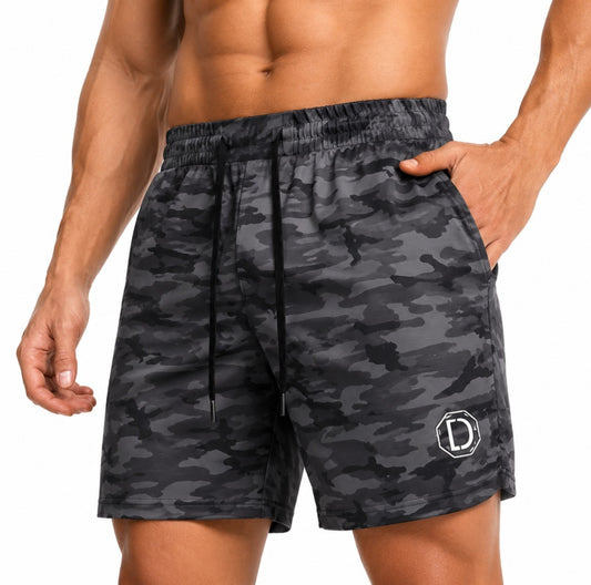 Men's Premium Activewear Shorts – Grey Camouflage
