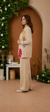 Load image into Gallery viewer, Deevaz Women’s Cream Floral Embroidered Blazer Style Top &amp; Wide-Leg Pants Co-Ord Set