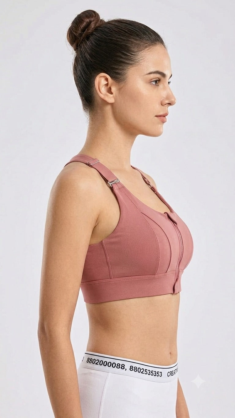Deevaz Full-Support Workout Sports Bra with Front Closure & Adjustable Straps