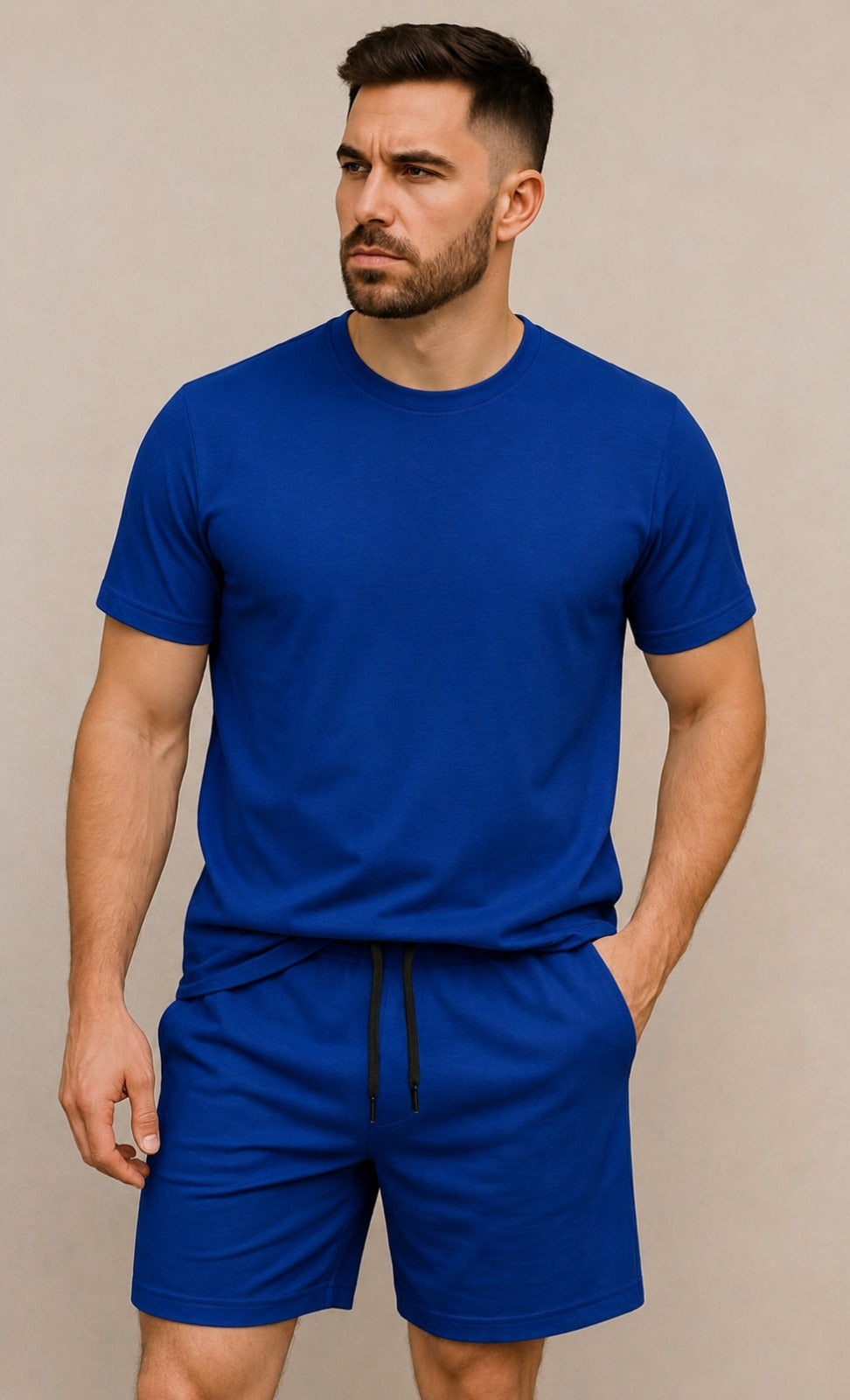Deevaz Men’s Premium Royal Blue T-Shirt & Shorts Co-Ord Set