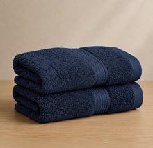 Load image into Gallery viewer, Deevaz Bamboo Thread Hand Towel - 450 GSM (Set of 2, Navy Blue Color)