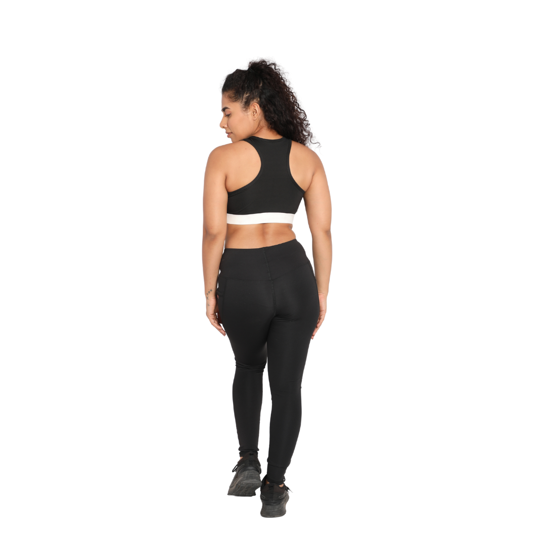 Deevaz Comfort & Snug Fit Active Ankle-Length Tights In Black Color (Side Pocket)