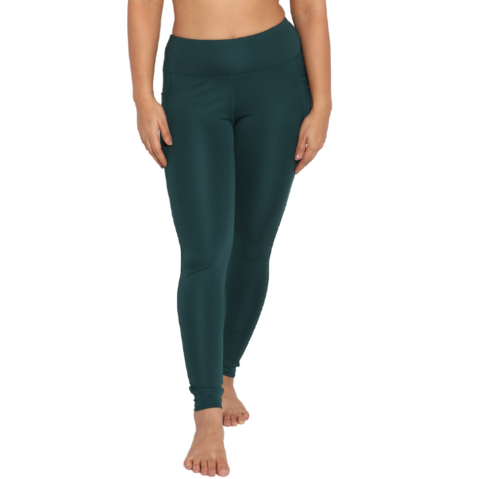 Deevaz Comfort & Snug Fit Active Ankle-Length Tights In Bottle Green Color (Side Pocket)