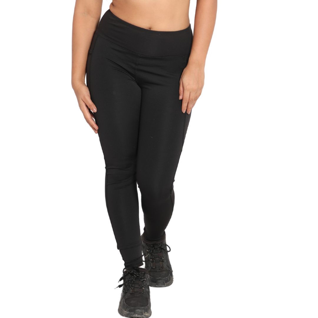 Deevaz Comfort & Snug Fit Active Ankle-Length Tights In Black Color (Side Pocket)