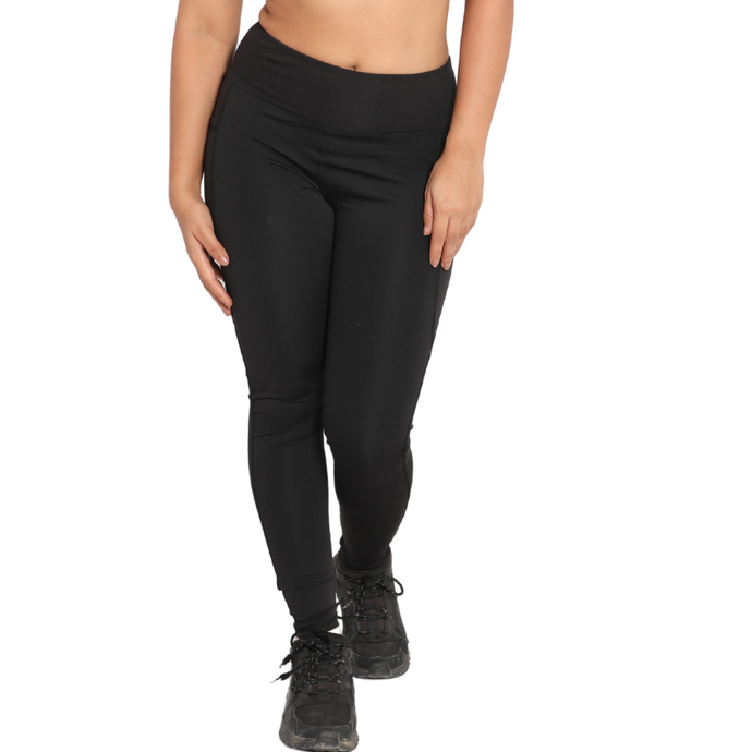 Deevaz Comfort & Snug Fit Active Ankle-Length Tights In Black Color (Side Pocket)