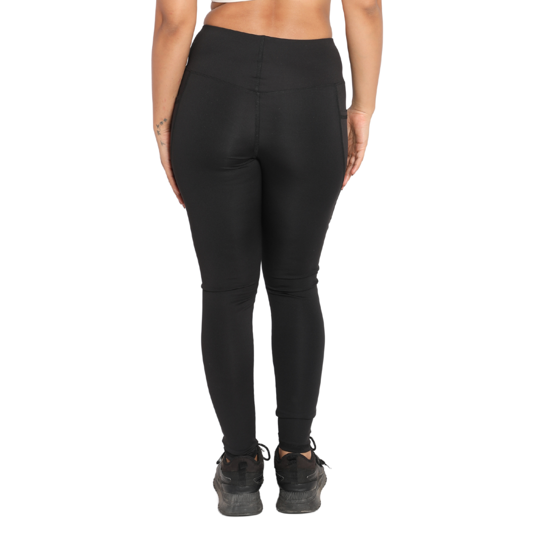 Deevaz Comfort & Snug Fit Active Ankle-Length Tights In Black Color (Side Pocket)