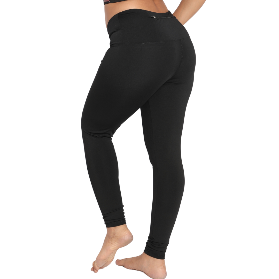 Deevaz Comfort & Snug Fit Active Ankle-Length Tights In Black Color (Back Pocket)